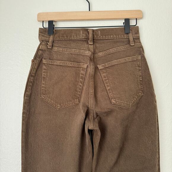 Abercrombie & Fitch Women's Brown 90's Straight Ultra-High Rise Raw Hem Jean 26R - Picture 3 of 8